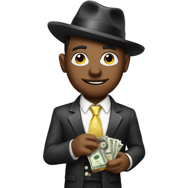 A guy in a luxury pimp suit handing you money emoji