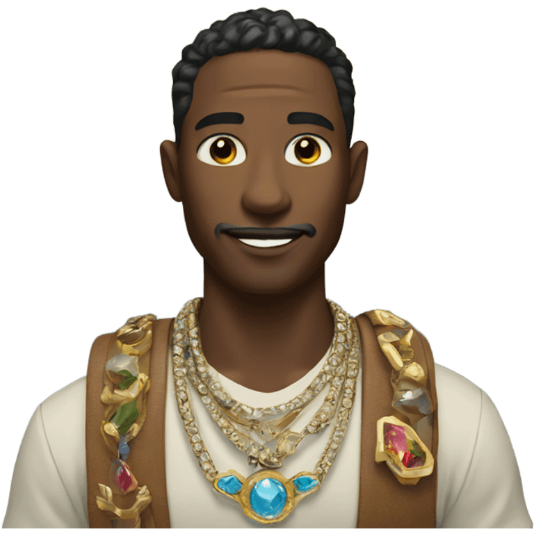 male portrait with jewelry on a mountain emoji