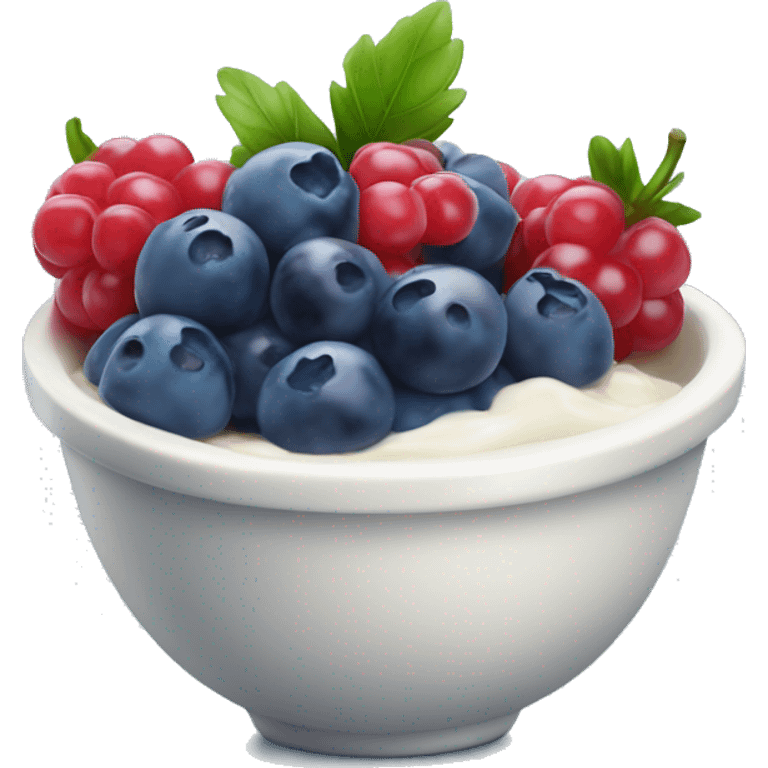 Blue berrys in a bowl of wiped cream emoji