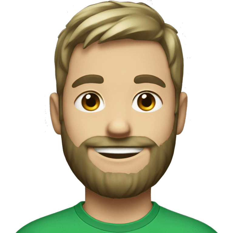 create emoji boy in green shirt a black dot on the test half-bearded smiling emoji