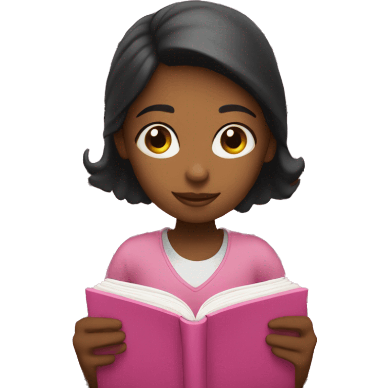 A girl reading pink books emoji