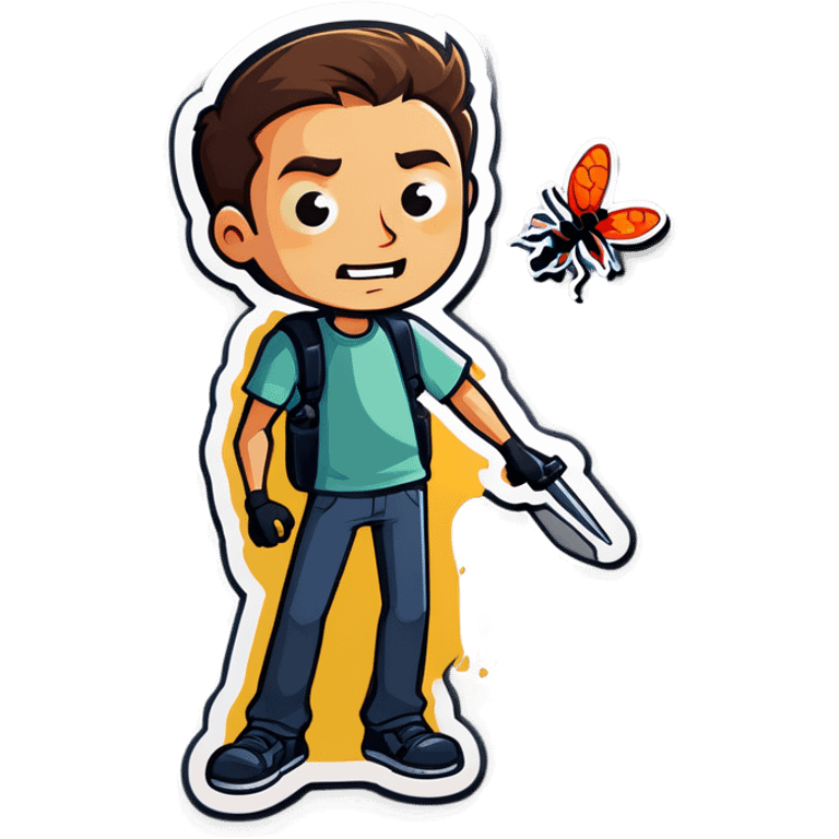 Guy killing bugs emoji