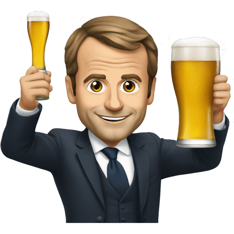 manuel Macron qui boit de la bière emoji