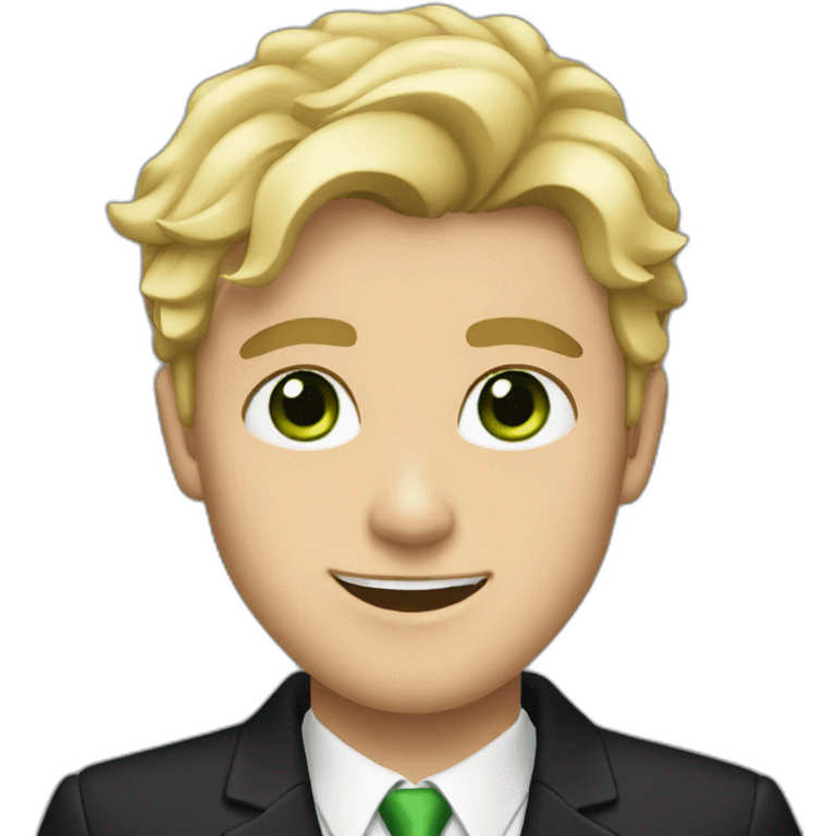 Pretty blonde guy with green eyes wearing a black suit emoji