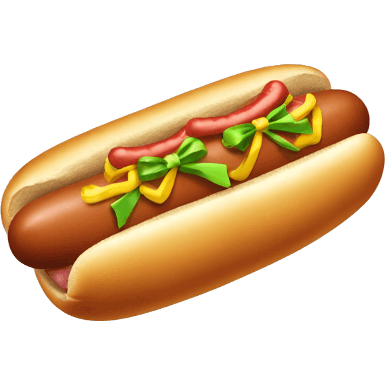 Big hot dog with a bow on it emoji