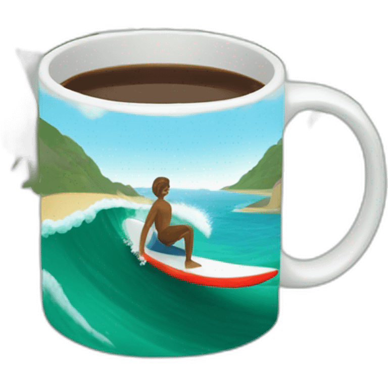 surfer drinking coffee at the sea emoji