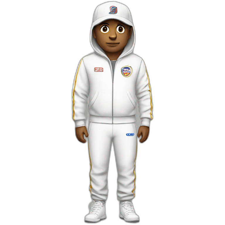 gopnik stands in a white track suit emoji