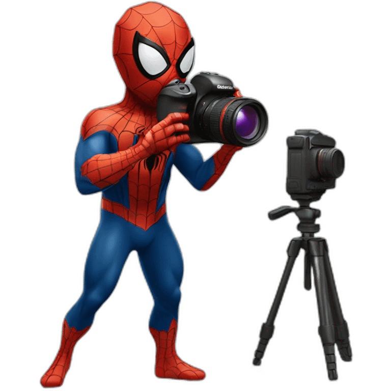 Spiderman taking pictures with camera emoji