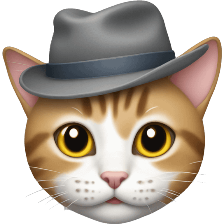 tabby cat in a gray hat with ears emoji