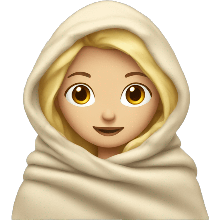 blonde girl in cozy blanket  emoji