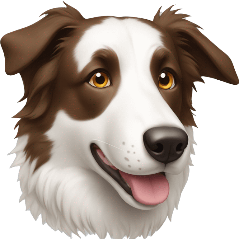 White border collie with a blue eye and other brown eye  emoji