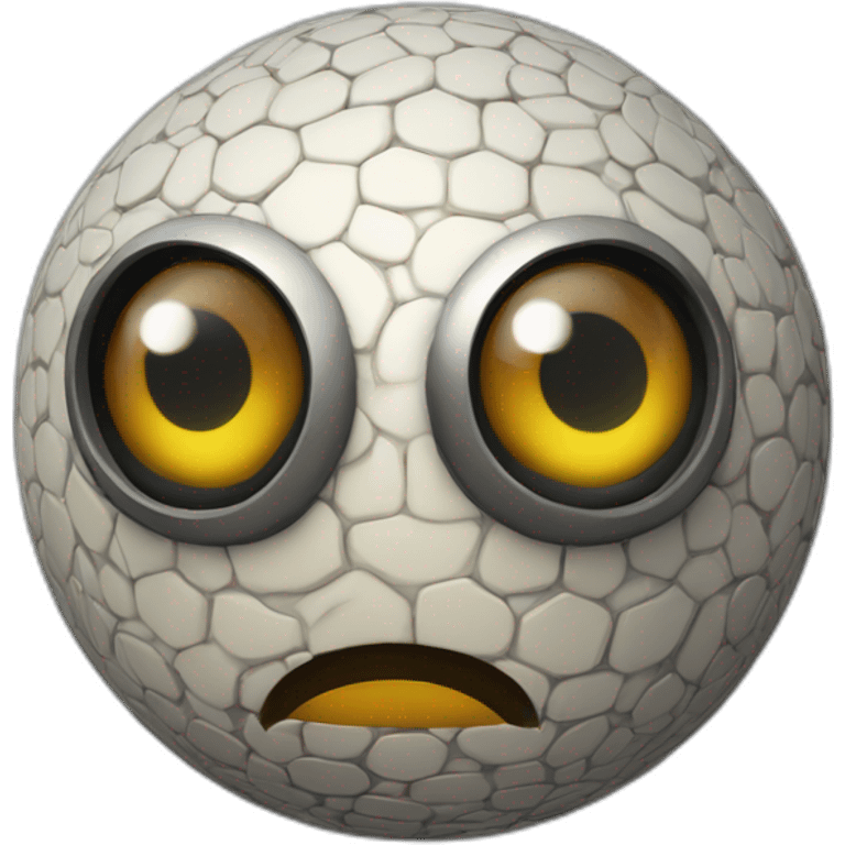 3d sphere with a cartoon futuristic skin texture with big kind eyes emoji