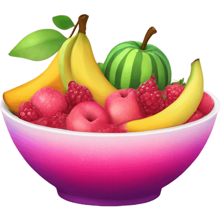 Pink ombre bowl of fruit with glittee emoji