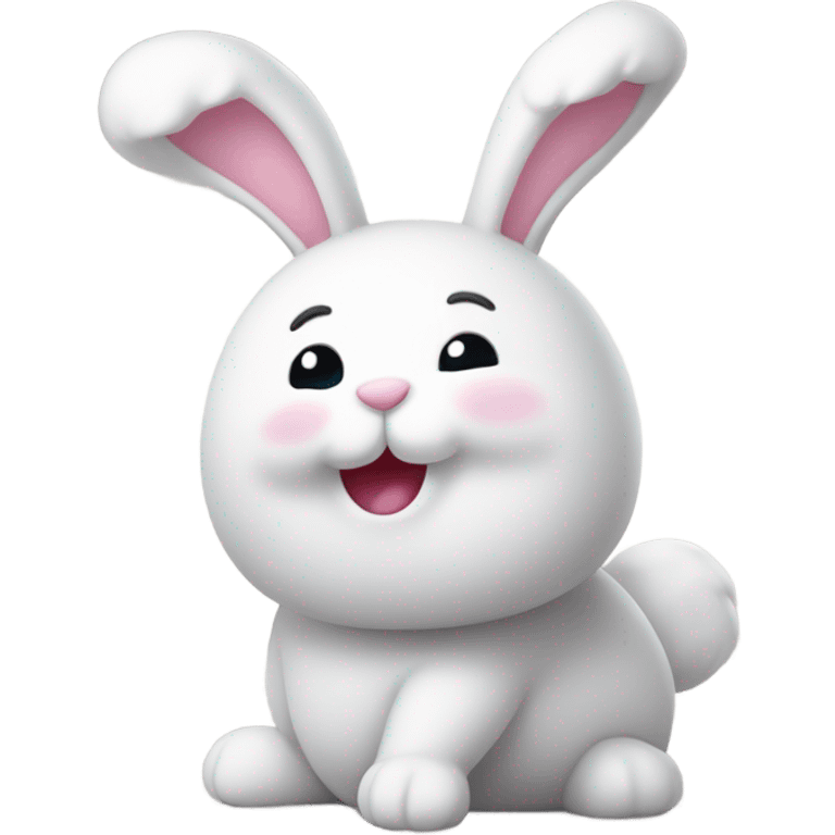 Happy marshmallow bunny with fluffy tail emoji