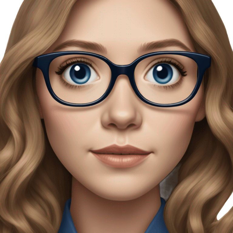 Hyper Realistic Elizabeth Olsen brunette blue eyes wearing glasses  emoji