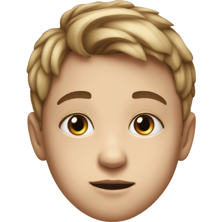 realistic portrait of a boy except make the eyes blue and the lashes longer emoji