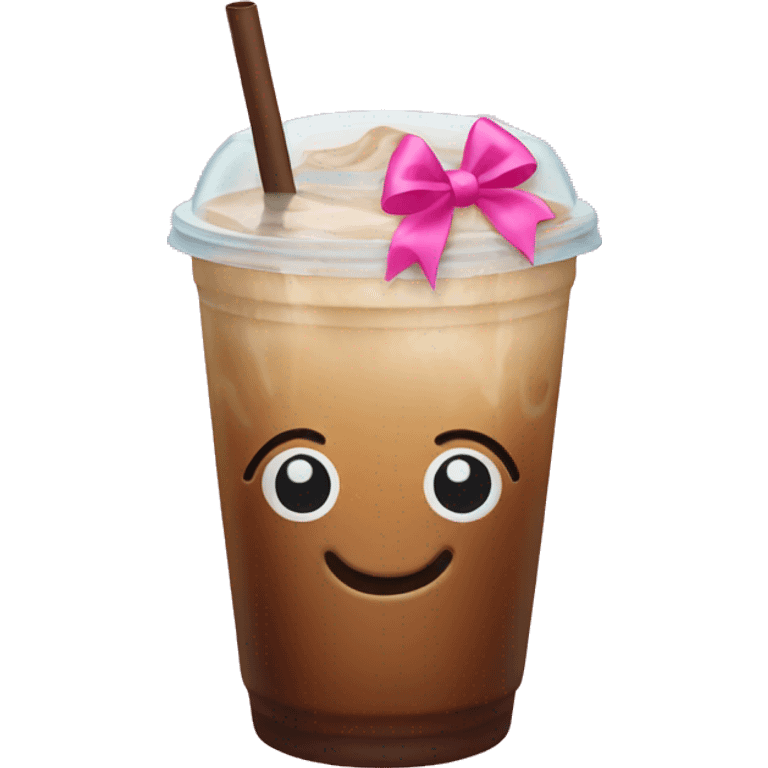 iced coffee with a pink bow emoji