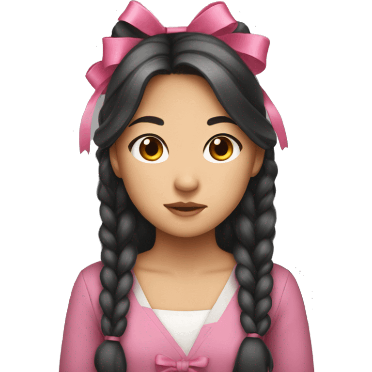 Asian girl with bow emoji