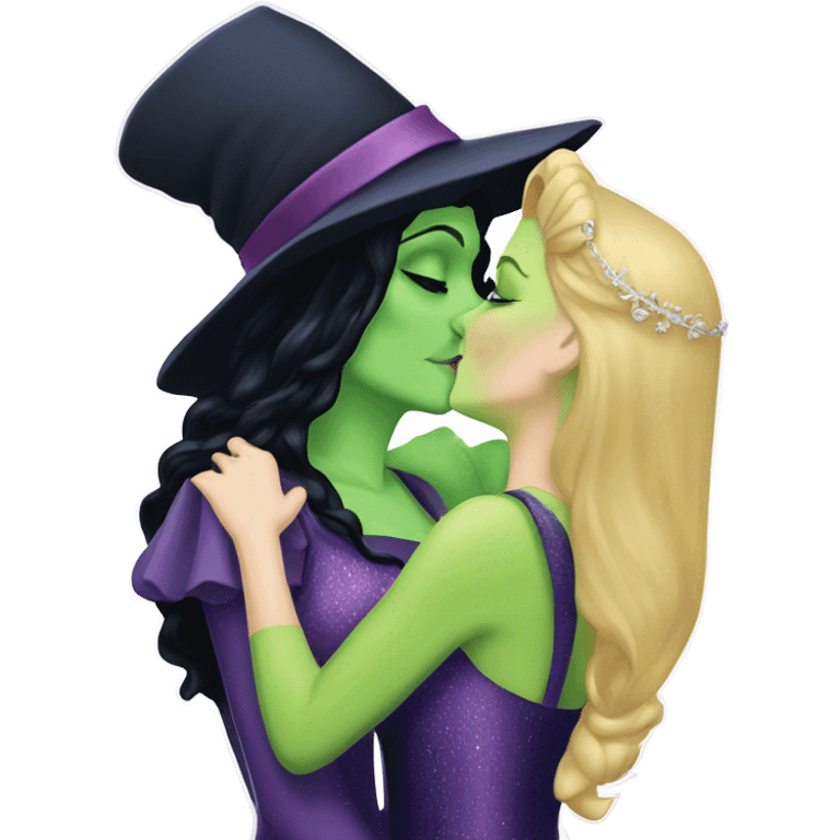 Elphaba and Glinda kissing emoji