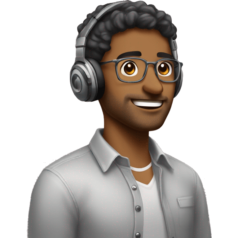 A brown man who loves to listen music with headphones on everytime and love to do photography and vlogging and is a software engineer  emoji