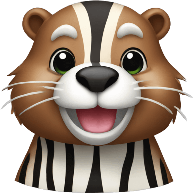 funny beaver as zebra emoji