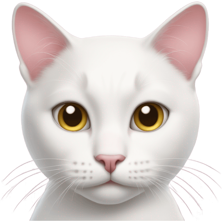 White cat wearing pink top hay emoji