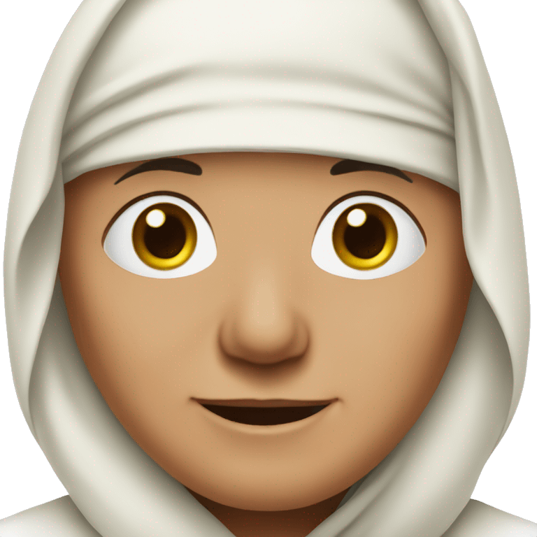 Elderly person with wrinkles, wearing a white headscarf. emoji