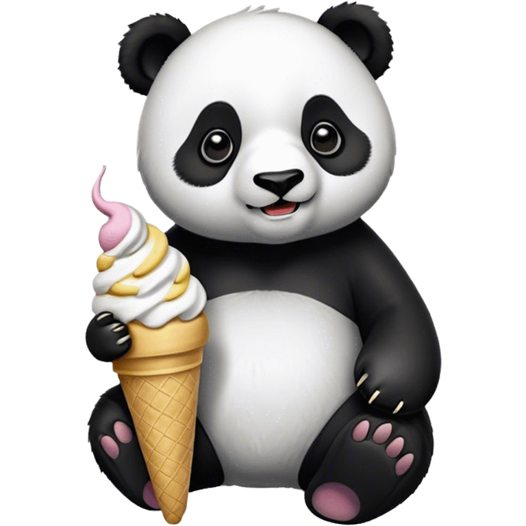 Panda eating ice cream emoji