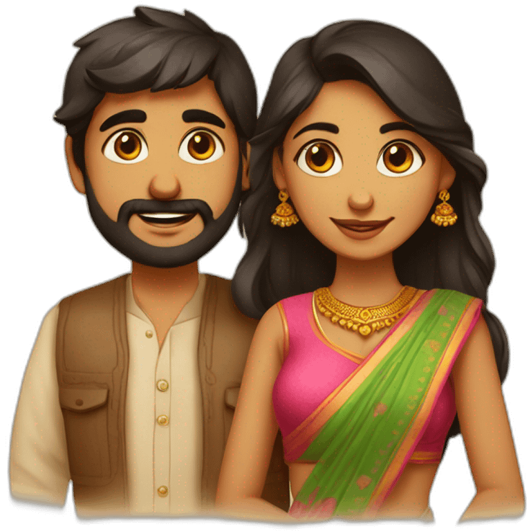 cute indian couple south indian girl from Kerala and a bearded Gujarati boy emoji