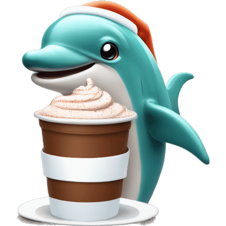 Dolphins wearing Santa hat drinking hot chocolate  emoji