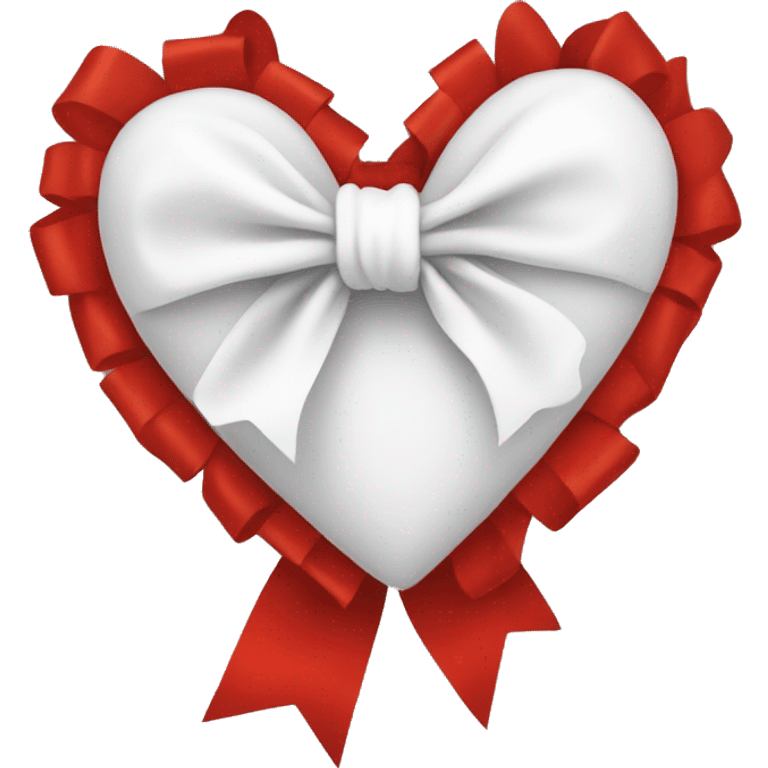 White heart with a big red bow wrapped around it  emoji