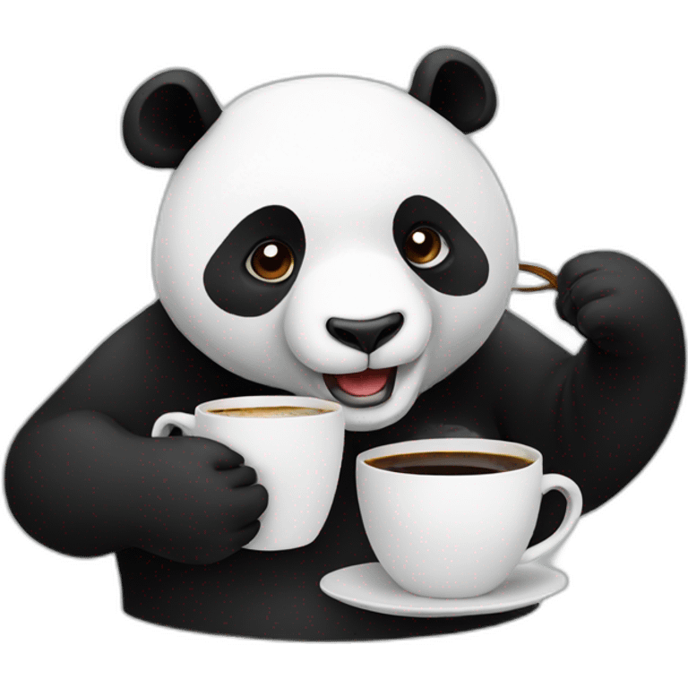 A panda drinking coffee emoji