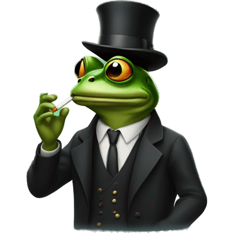 Frog godfather holding a cigarette emoji