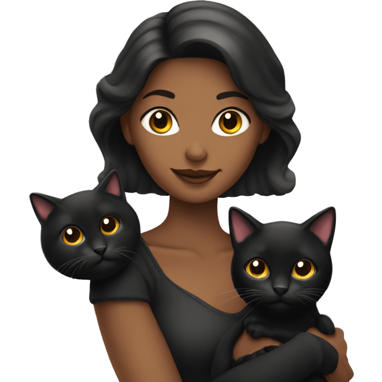 Pretty woman holding Black cat emoji