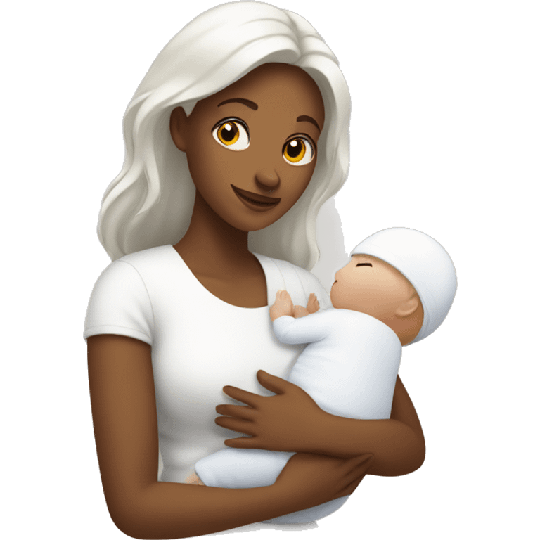 white mom holding little white baby emoji