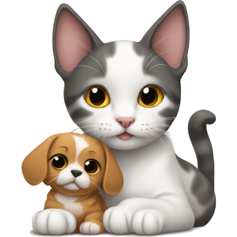 cat with a baby dog emoji