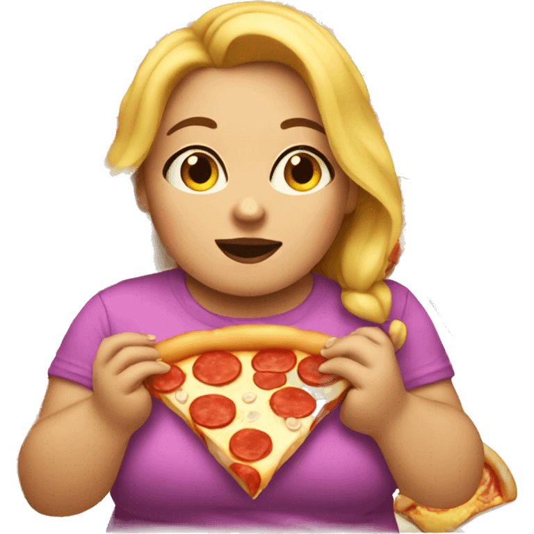 fat girl eating a pizza emoji