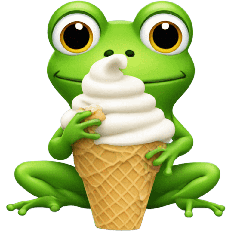 Frog eating ice cream emoji