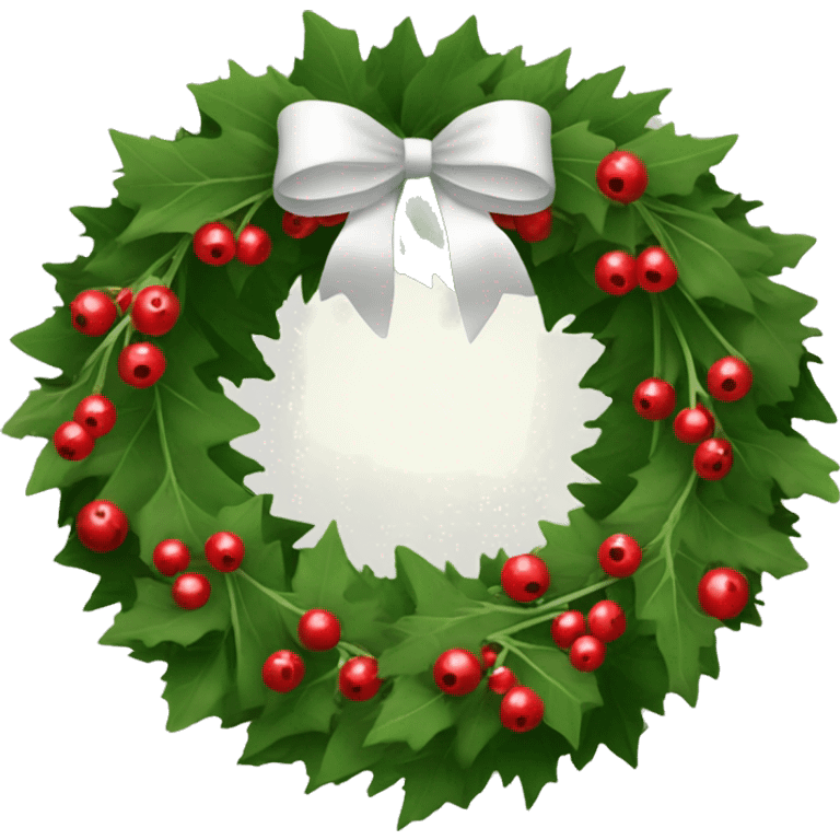 Christmas wreath with red berries and white ribbon on top of the wreath emoji