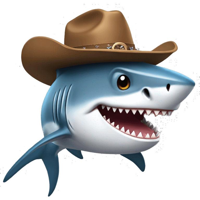 Shark with cowboy hat on emoji