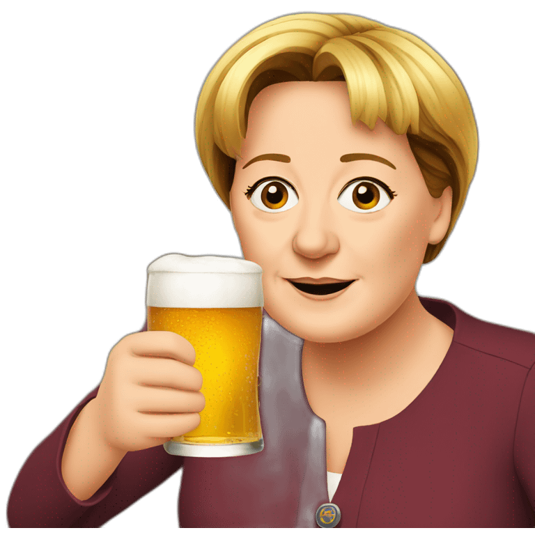 Angela Merkel drinking beer emoji