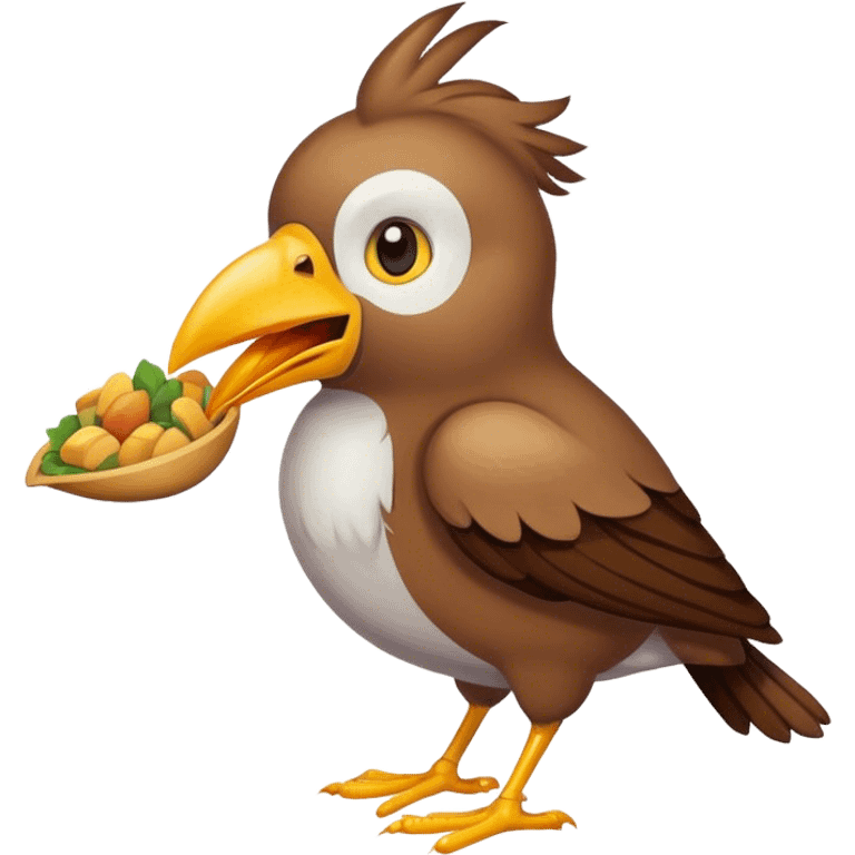 Bird with food in its mouth emoji