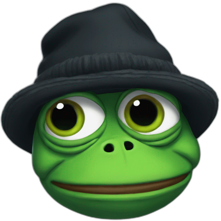 sad pepe the frog in black winter hat emoji