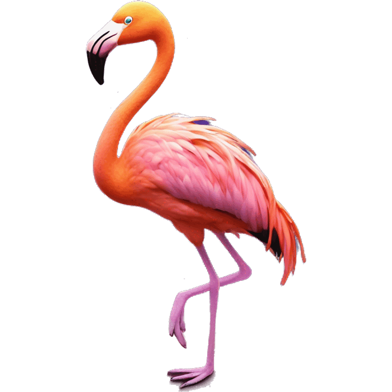 Psychedelic flamingo in outer space emoji