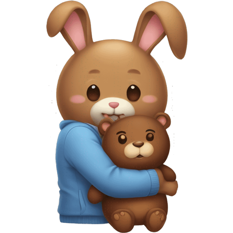 bunny huggigng a bear emoji