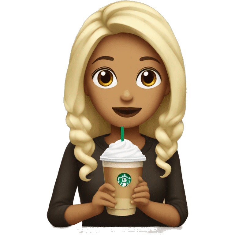 Starbucks ice coffee closed with a blond girl emoji