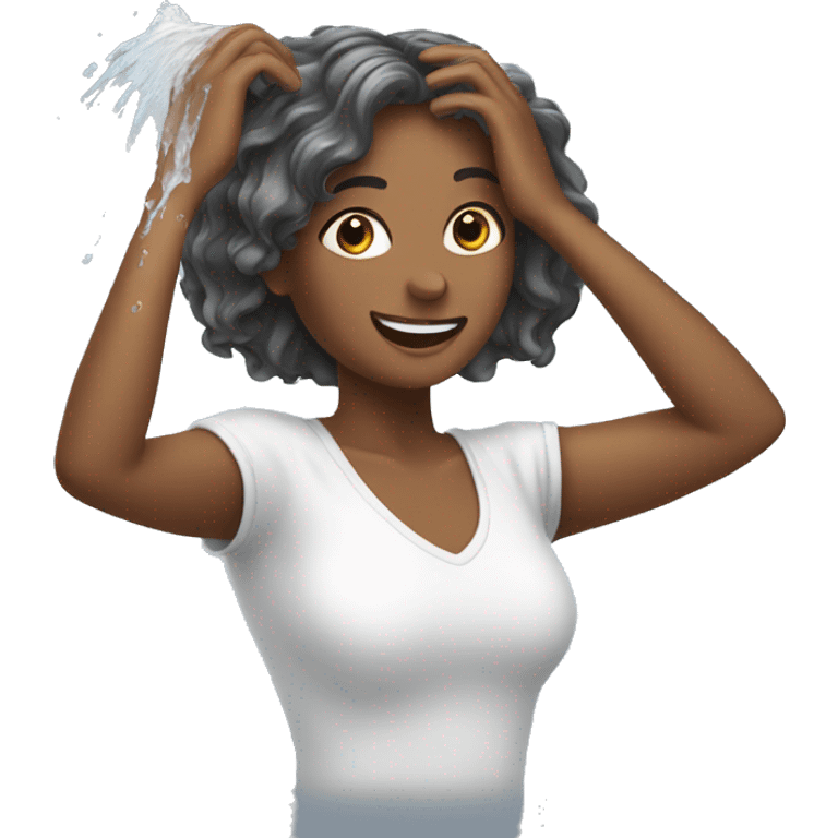 Young woman washing hair emoji