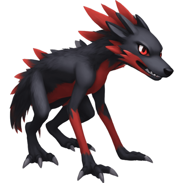 Anthro cool black red nargacuga sergal animal hybrid Fakemon full body emoji