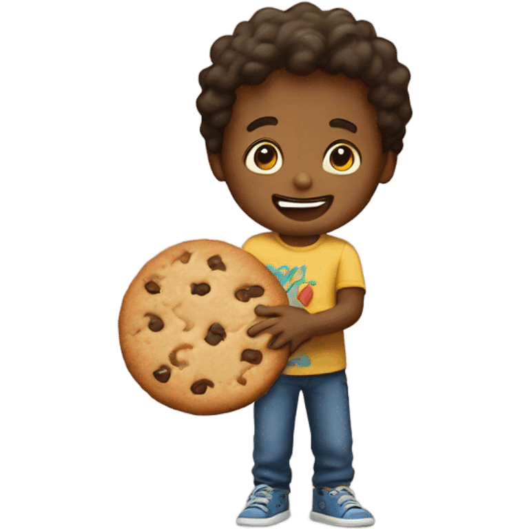 Kid being given a cookie emoji