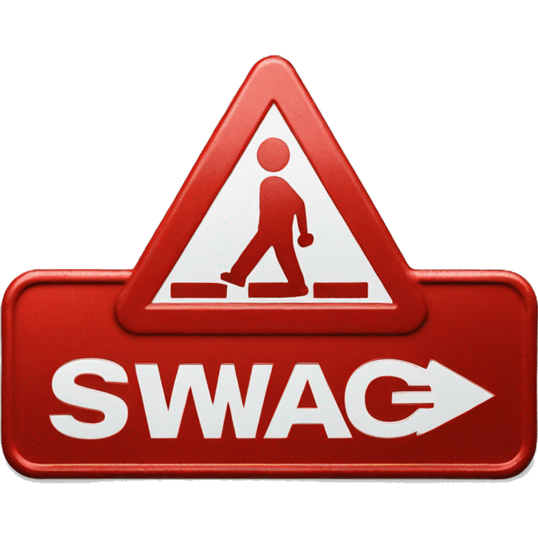 a red metallic street sign warning about "SWAG" emoji